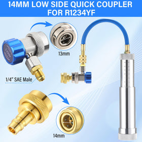 Tellegloww injector hooked to low-side port showing correct service connection