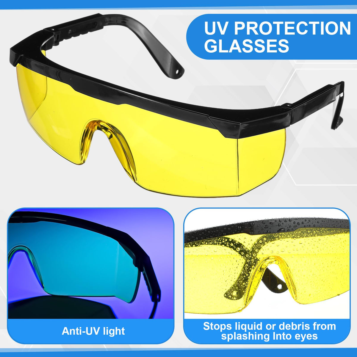 Tellegloww protective glasses and LED UV lamp improving eye safety and detection