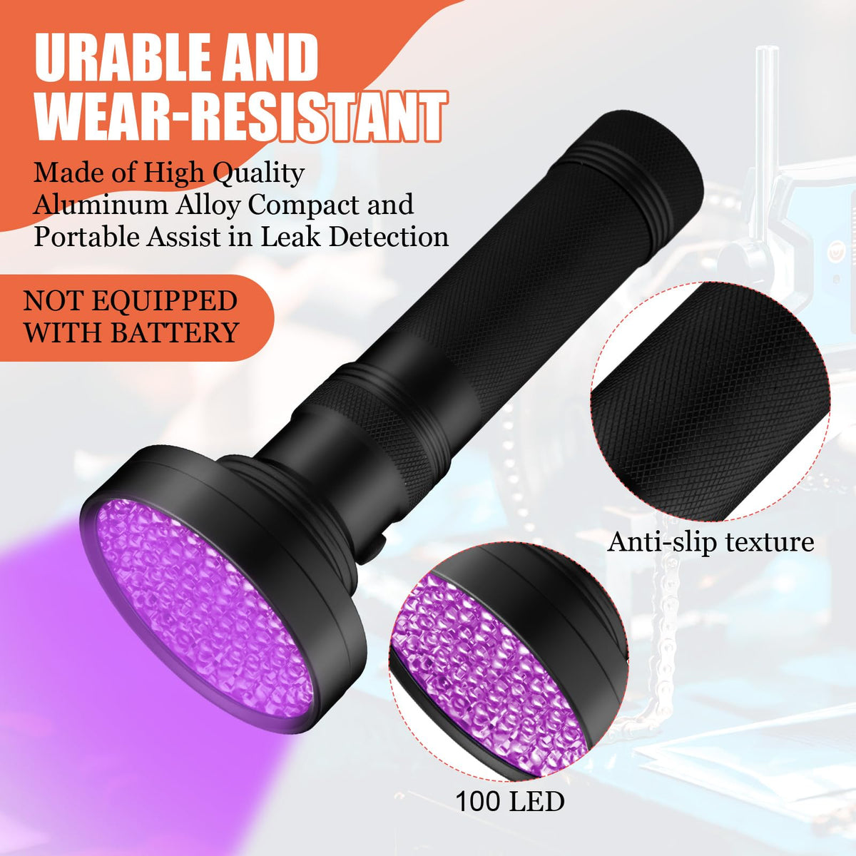 Tellegloww UV protective glasses and lamp showing eye protection during dye inspection