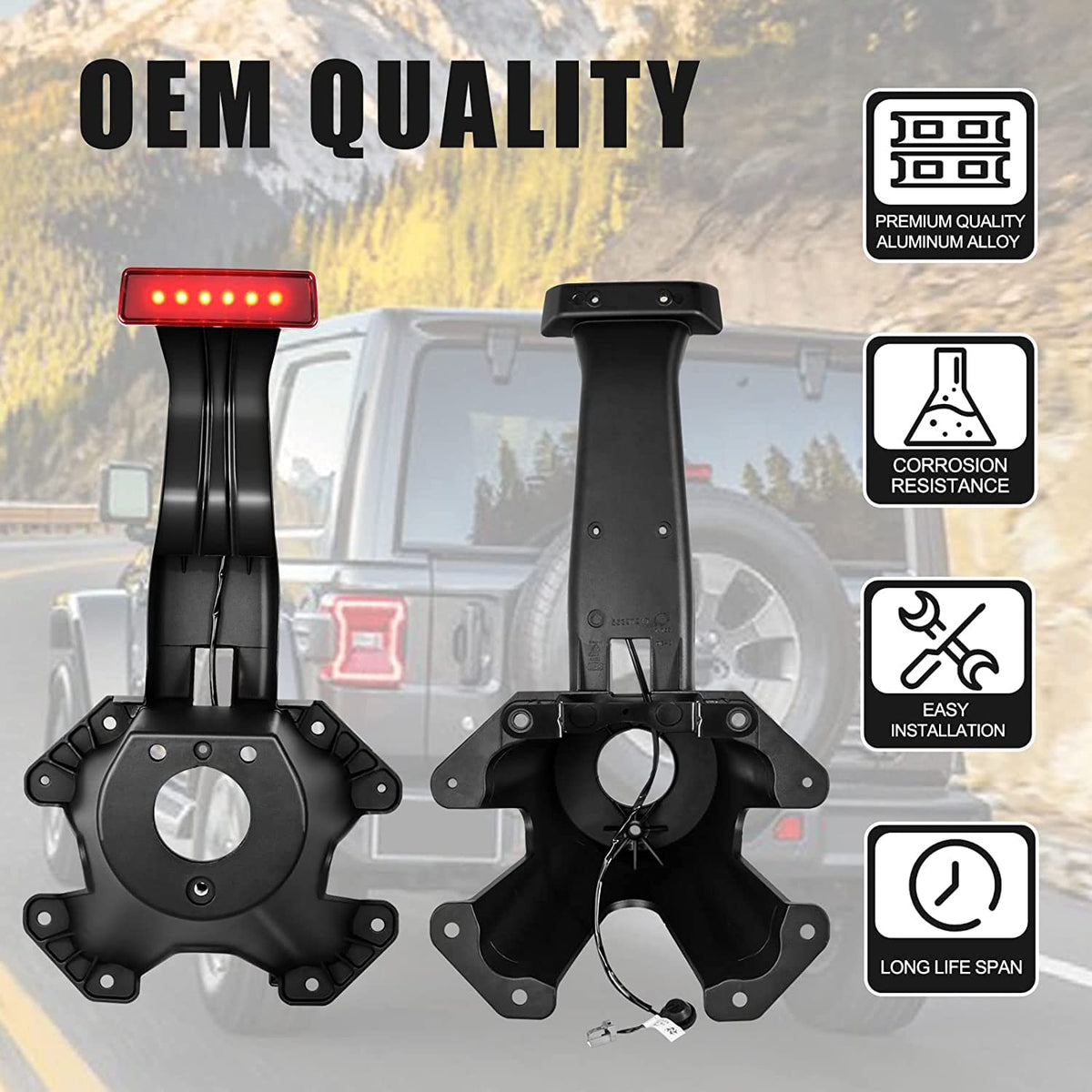 TEMSONE side profile of mounting bracket, engineered for correct tire alignment