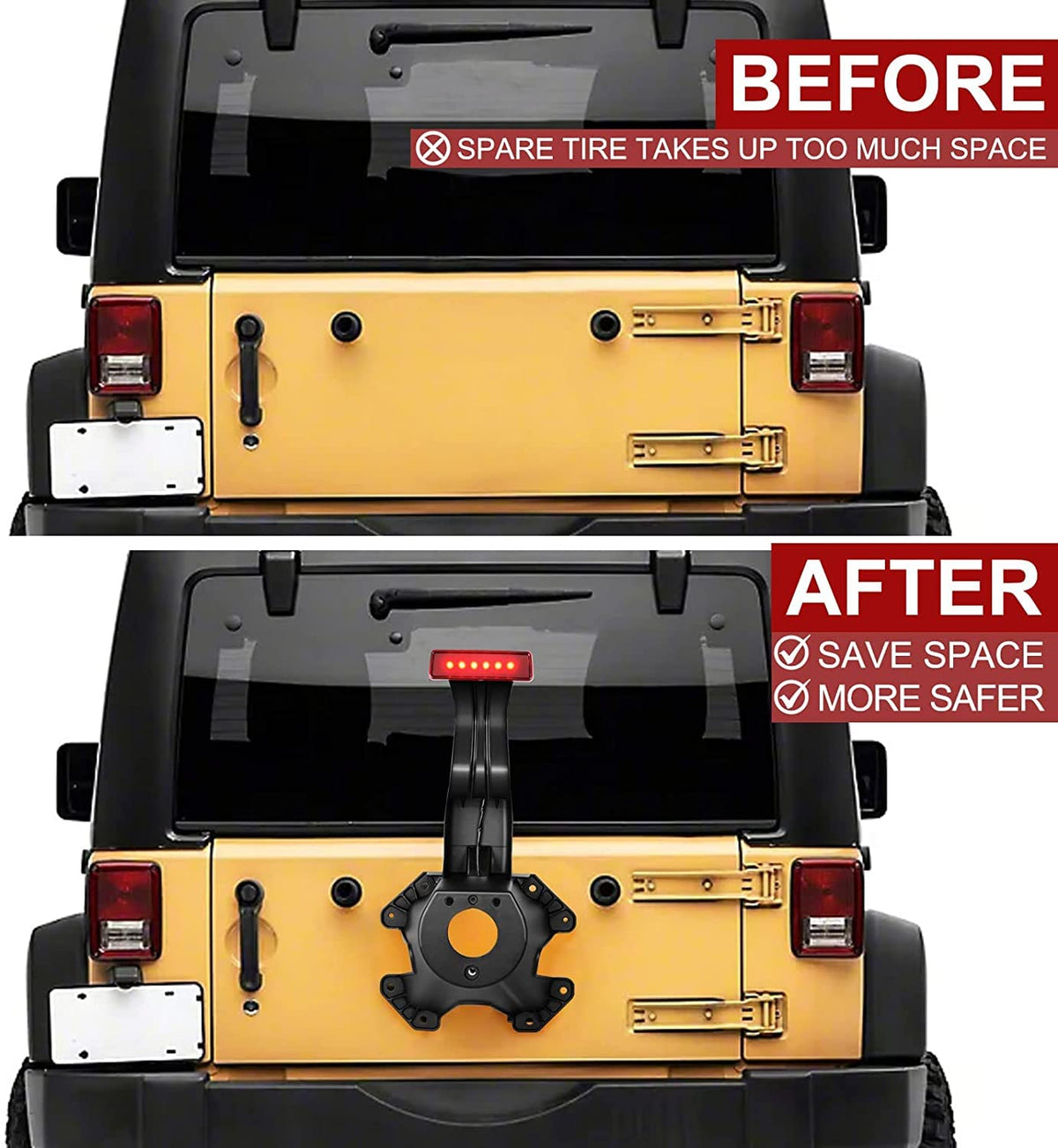 TEMSONE bracket installed on Jeep Wrangler JK, restores stock appearance