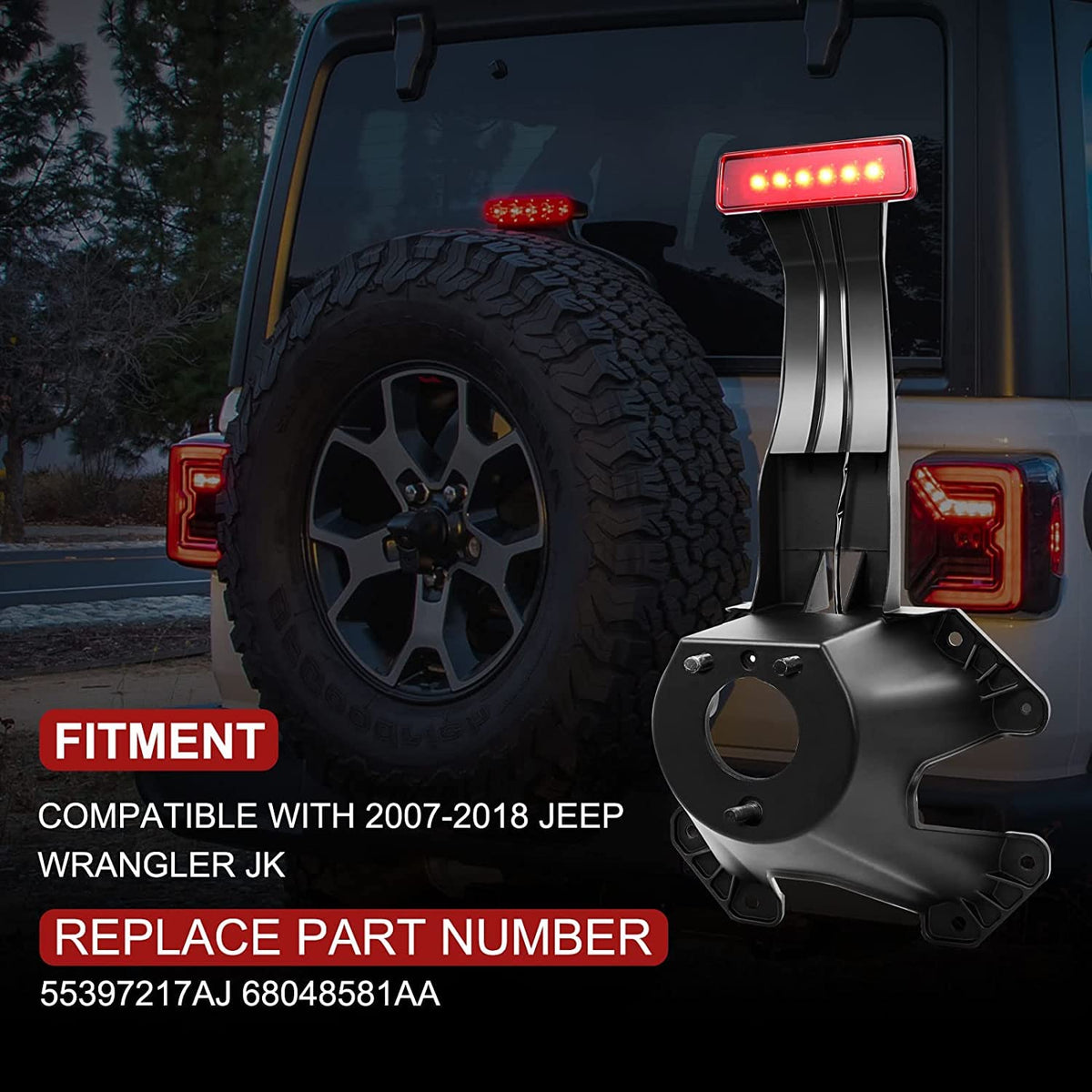 TEMSONE third brake light closeup, clear lens improves visibility and safety