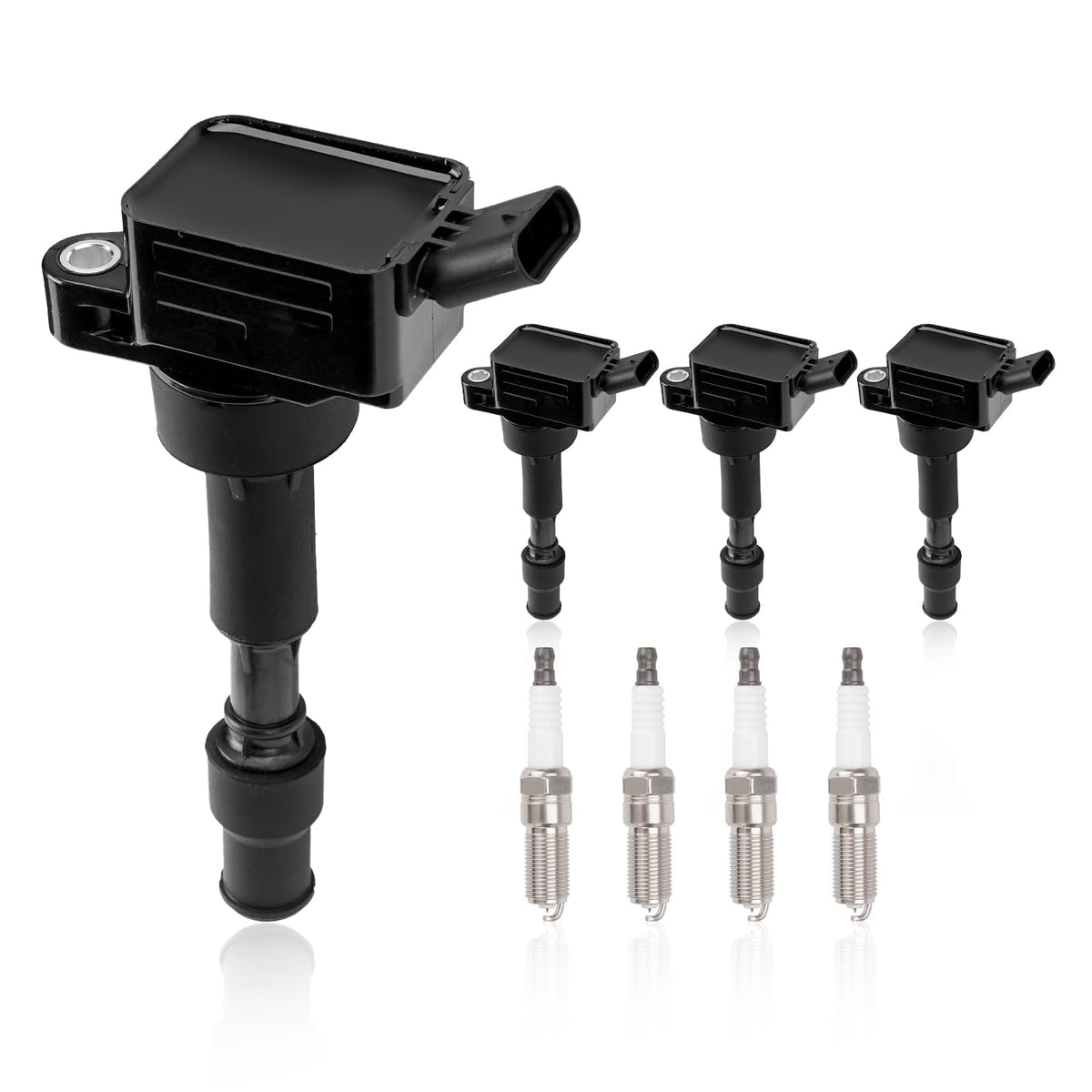 TEMSONE front packaging showing complete coil and spark plug set, ready replacement