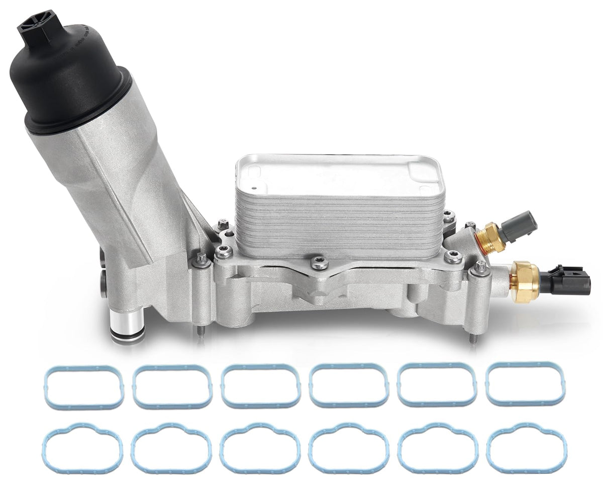 TEMSONE front view of aluminum oil filter housing showing durable construction and fit