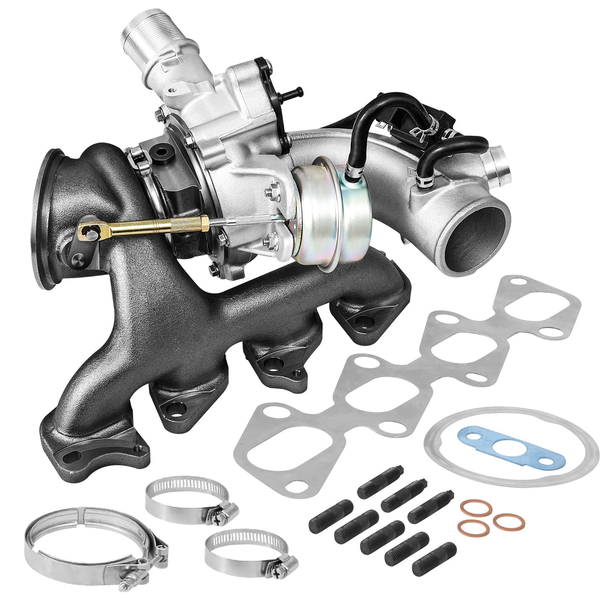 TEMSONE front view of GT1446 turbocharger showing ready-to-install assembly and fitment