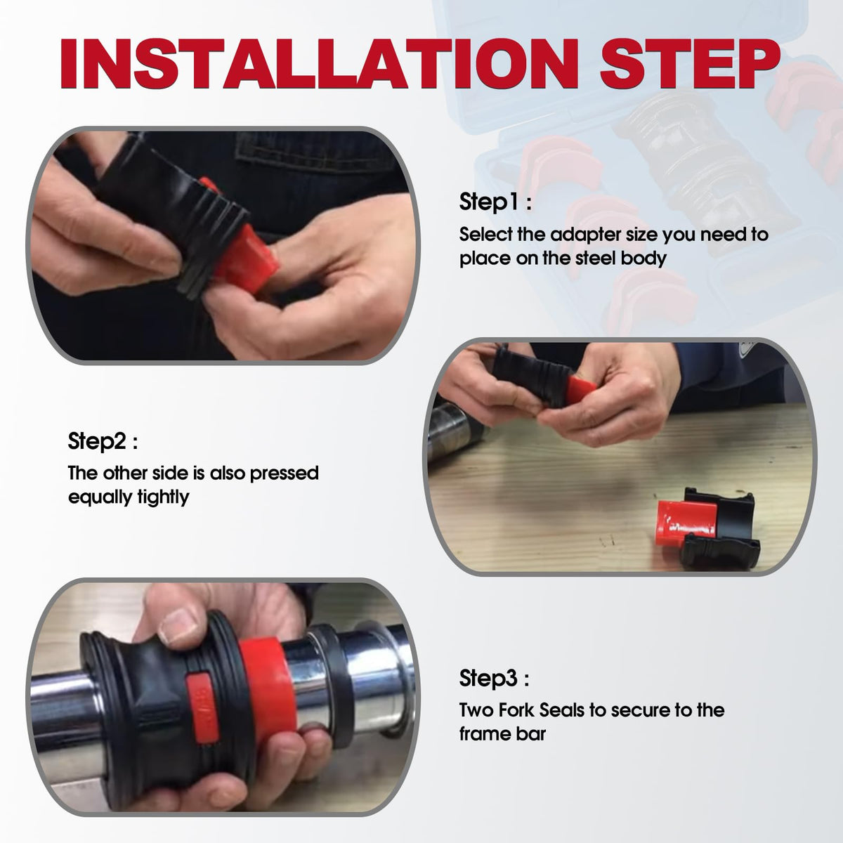TEMSONE in use installing a fork seal demonstrating smoother, safer seating