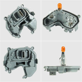 TEMSONE packaging contents laid out showing bracket, harness, and bulbs included