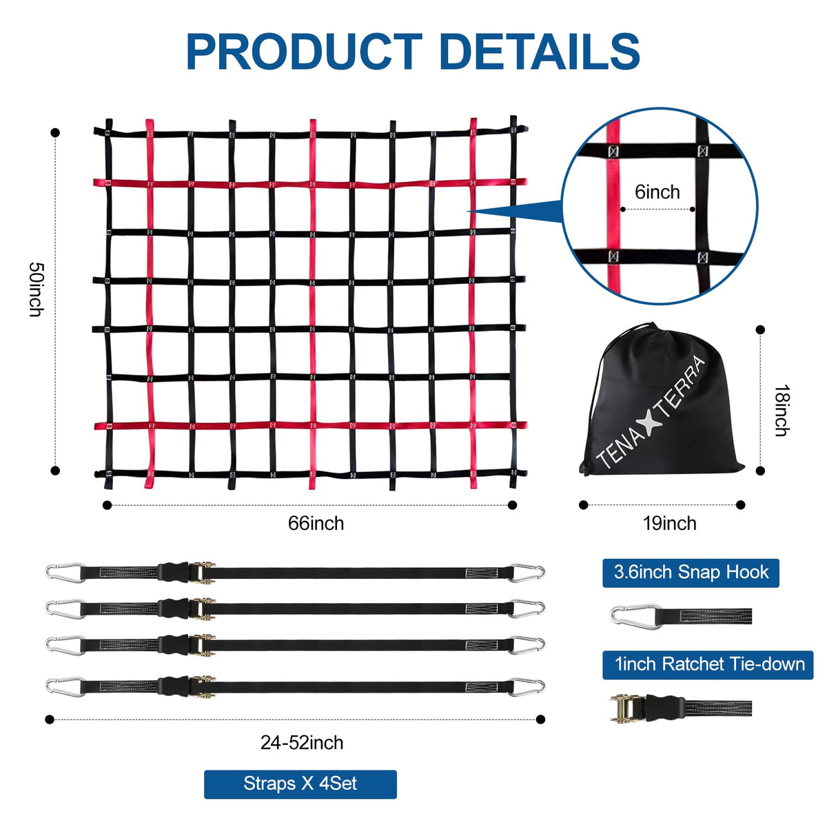 TENAXTERRA ratchet straps detail highlighting adjustable length and secure cinch benefit