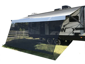 Tentproinc front awning panel on RV showing shade benefit