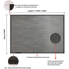 Tentproinc size comparison with person showing real 8'x11'3" coverage