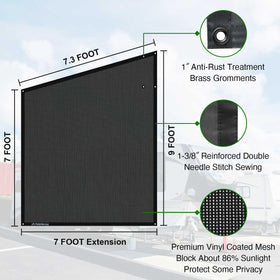 Tentproinc side screen attached to camper trailer providing shaded living space