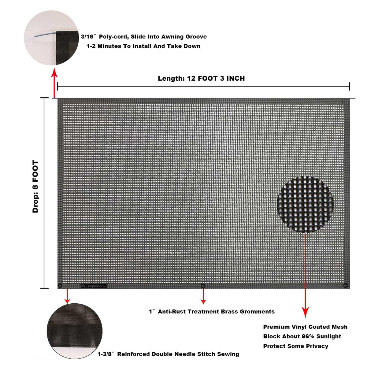 Tentproinc panel beside person for size and fit clarity