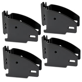 TENVONE front view of four black E-Track wood beam end sockets showing pack contents and finish