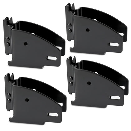 TENVONE front view of four black E-Track wood beam end sockets showing pack contents and finish