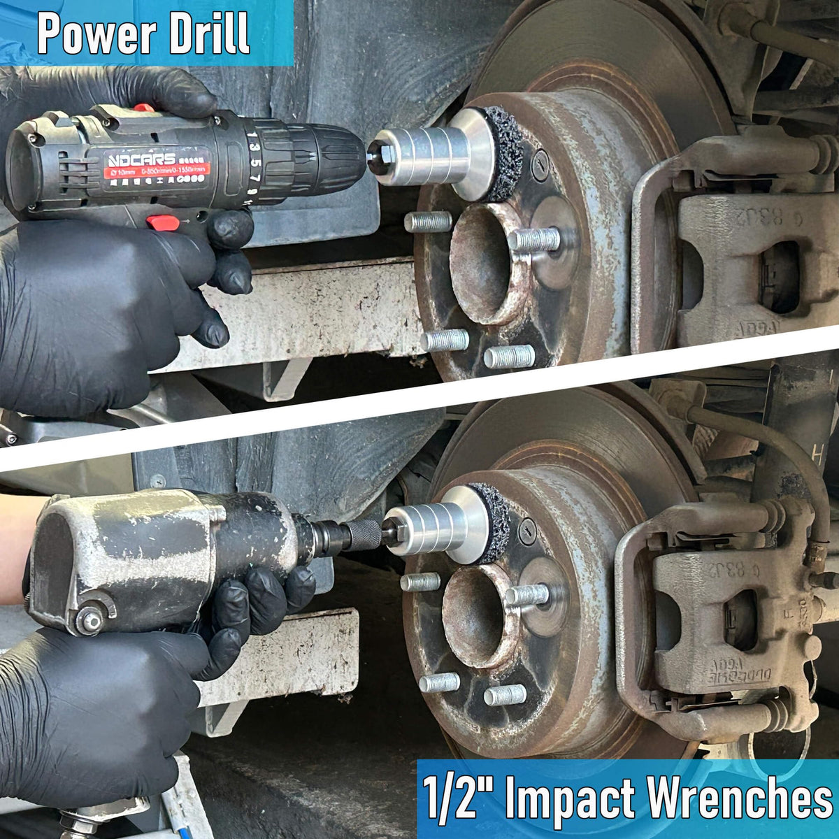TEOFix kit cleaning a wheel hub face to improve wheel seating and balance