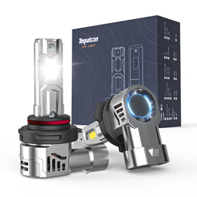 Tequison 9005/HB3 front view showing the pair and packaging for quick recognition and purchase confidence