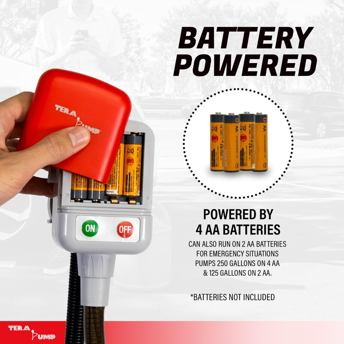 TERA PUMP nozzle close-up with ergonomic handle for comfortable control