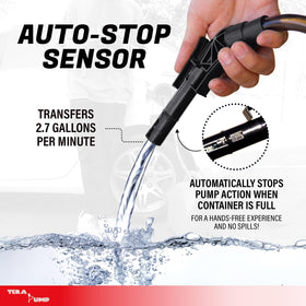 TERA PUMP nozzle closeup with ergonomic handle for comfortable spill-free operation