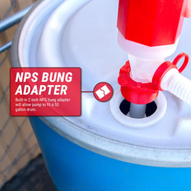 TERA PUMP integrated nozzle holder and tip for tidy storage and reduced spills