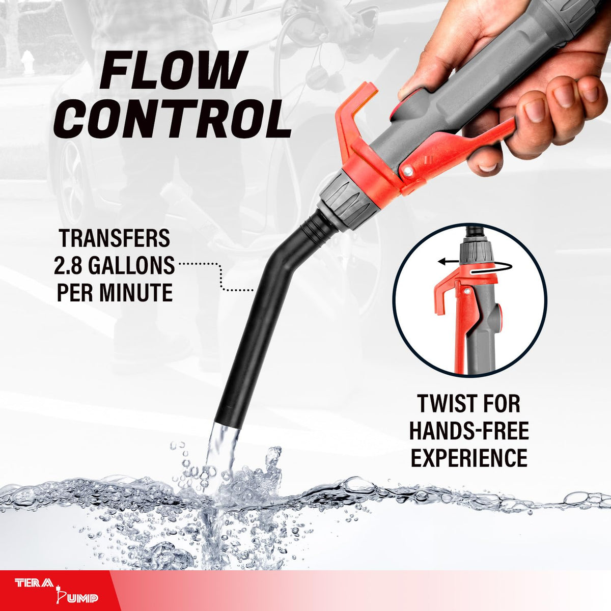 TERA PUMP suction tube inserted into a five-gallon can for proper fit