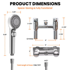 Terapaton handheld showerhead close-up showing five modes and easy grip