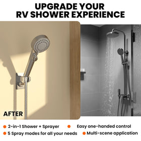 Terapaton power sprayer cleaning RV exterior showing high-pressure cleaning benefit