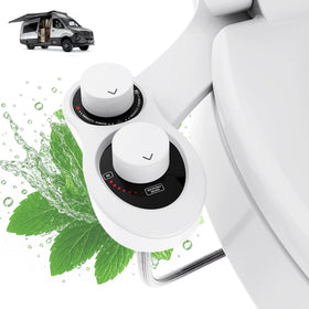 Terapaton front view of bidet attachment showing compact profile and ease