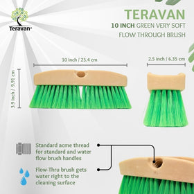 Teravan brush head connected to a threaded pole, easy attachment benefit