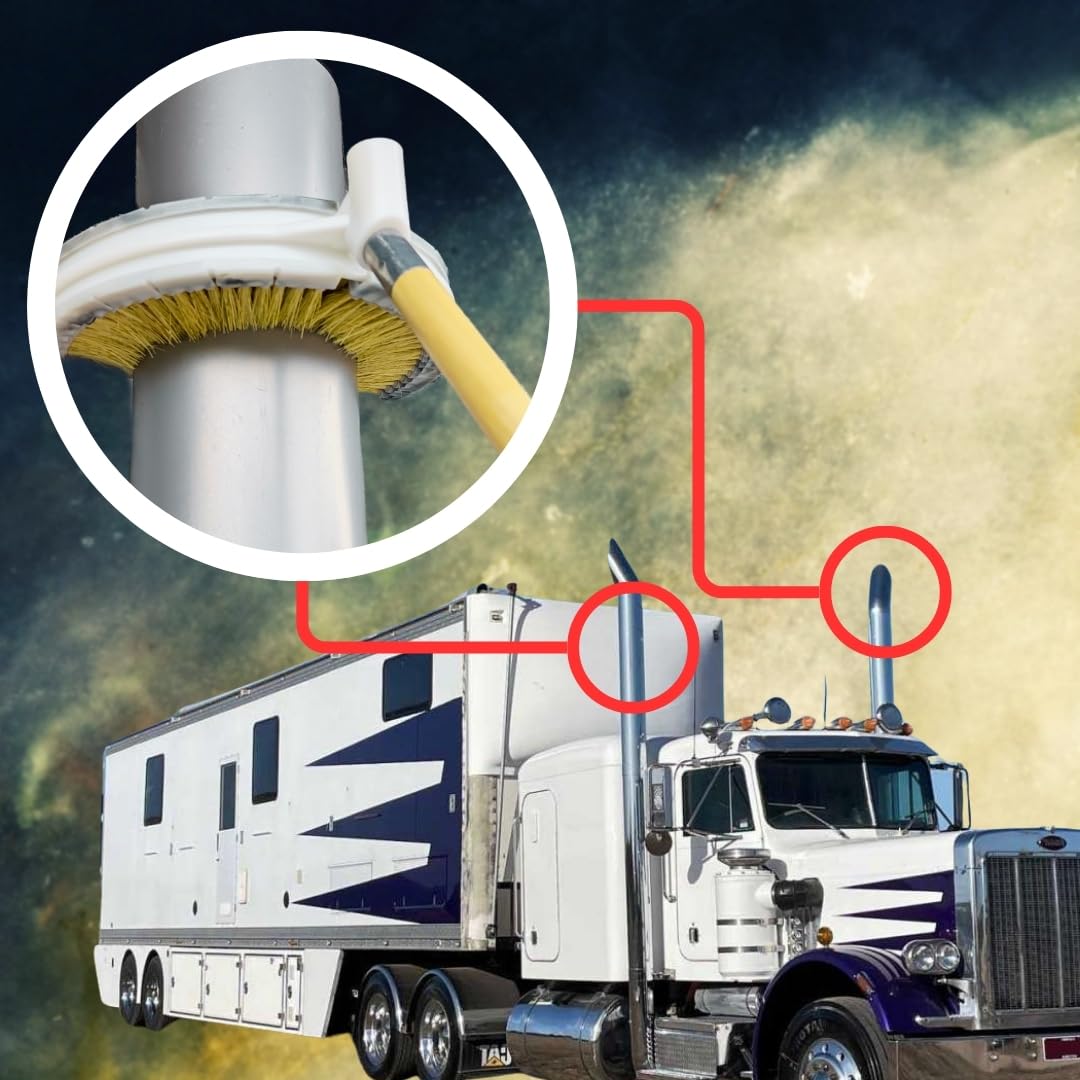 Teravan brush attached to angled handle illustrating easier access to vertical stacks