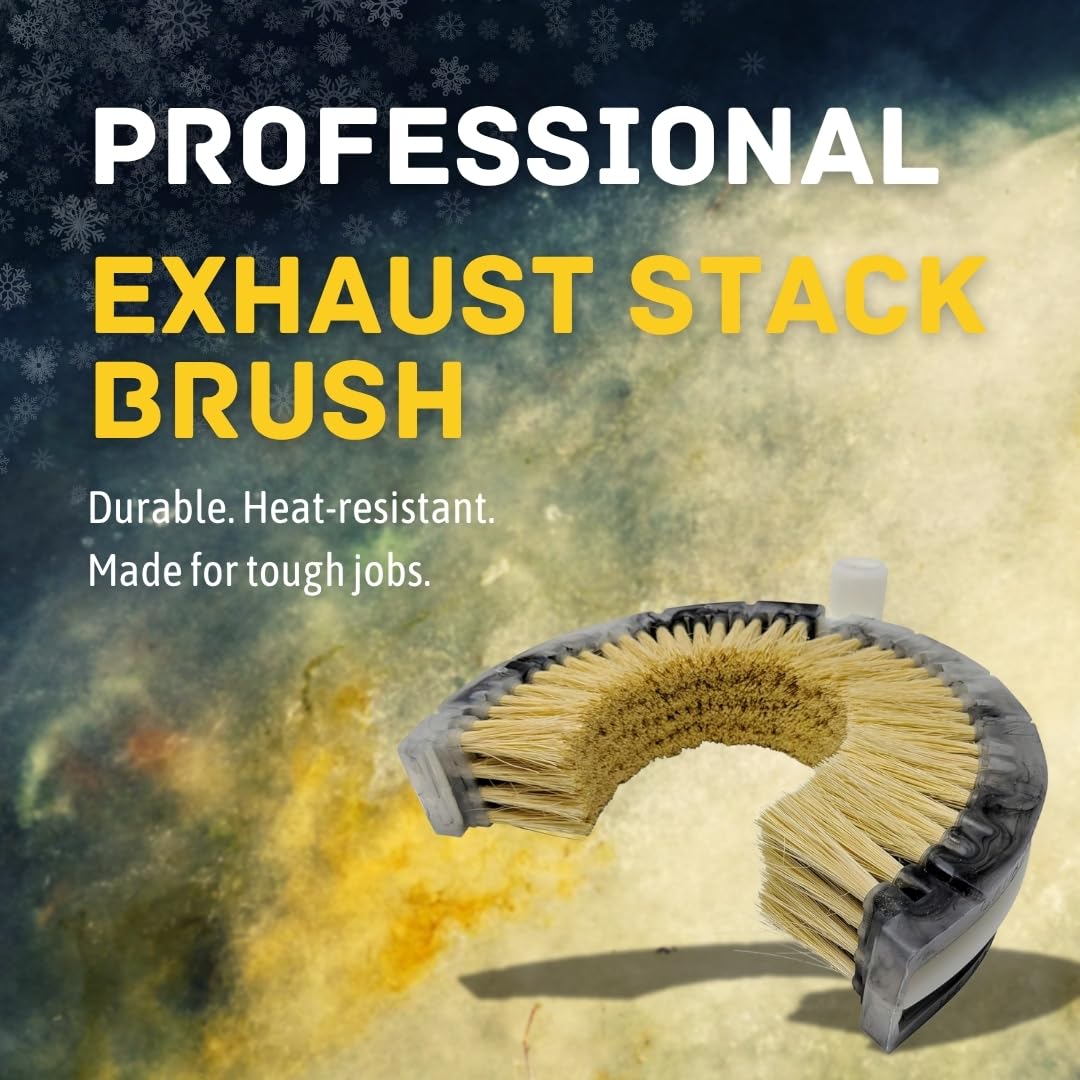 Teravan brush in use on a truck exhaust stack illustrating reachable maintenance benefit
