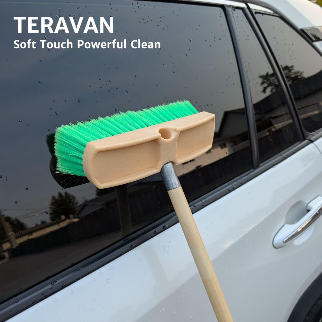 Teravan brush held next to hand for scale, clear size guidance benefit