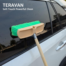 Teravan brush held next to hand for scale, clear size guidance benefit