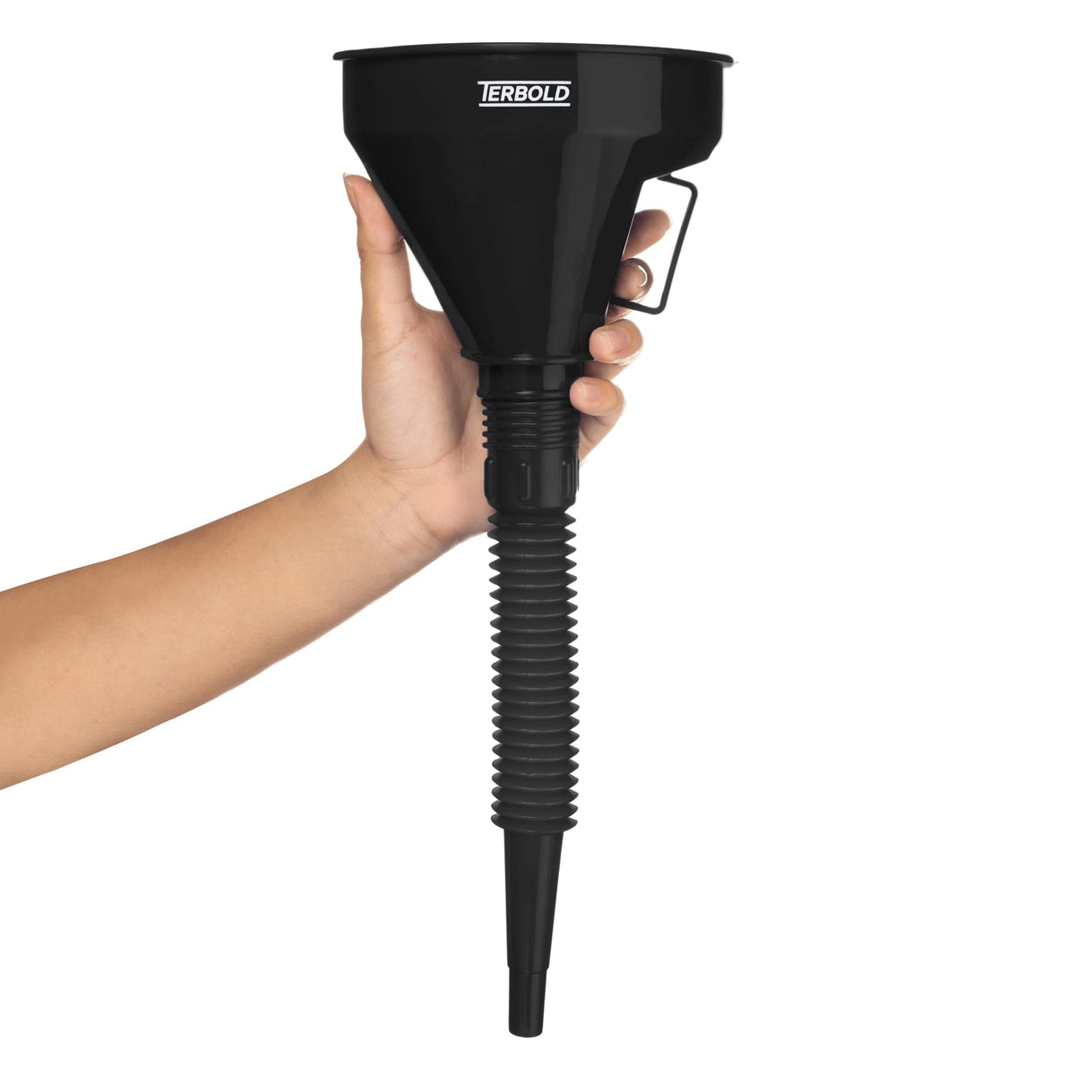 Terbold black and blue funnels color-coded to prevent cross-contamination