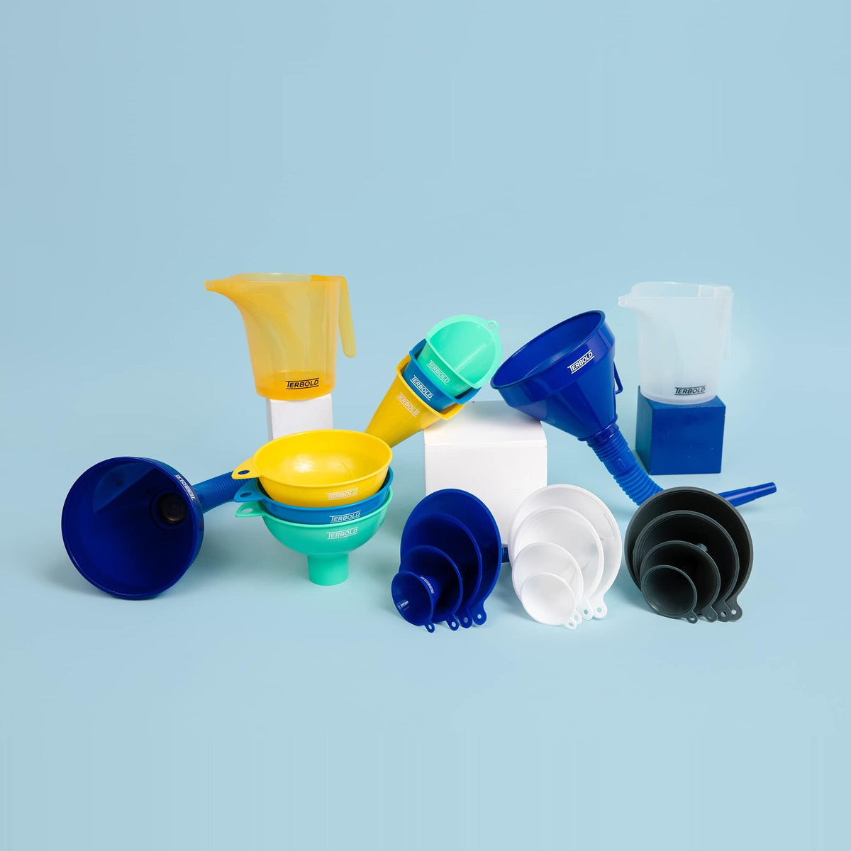 Terbold funnel set stored in trunk for roadside emergencies