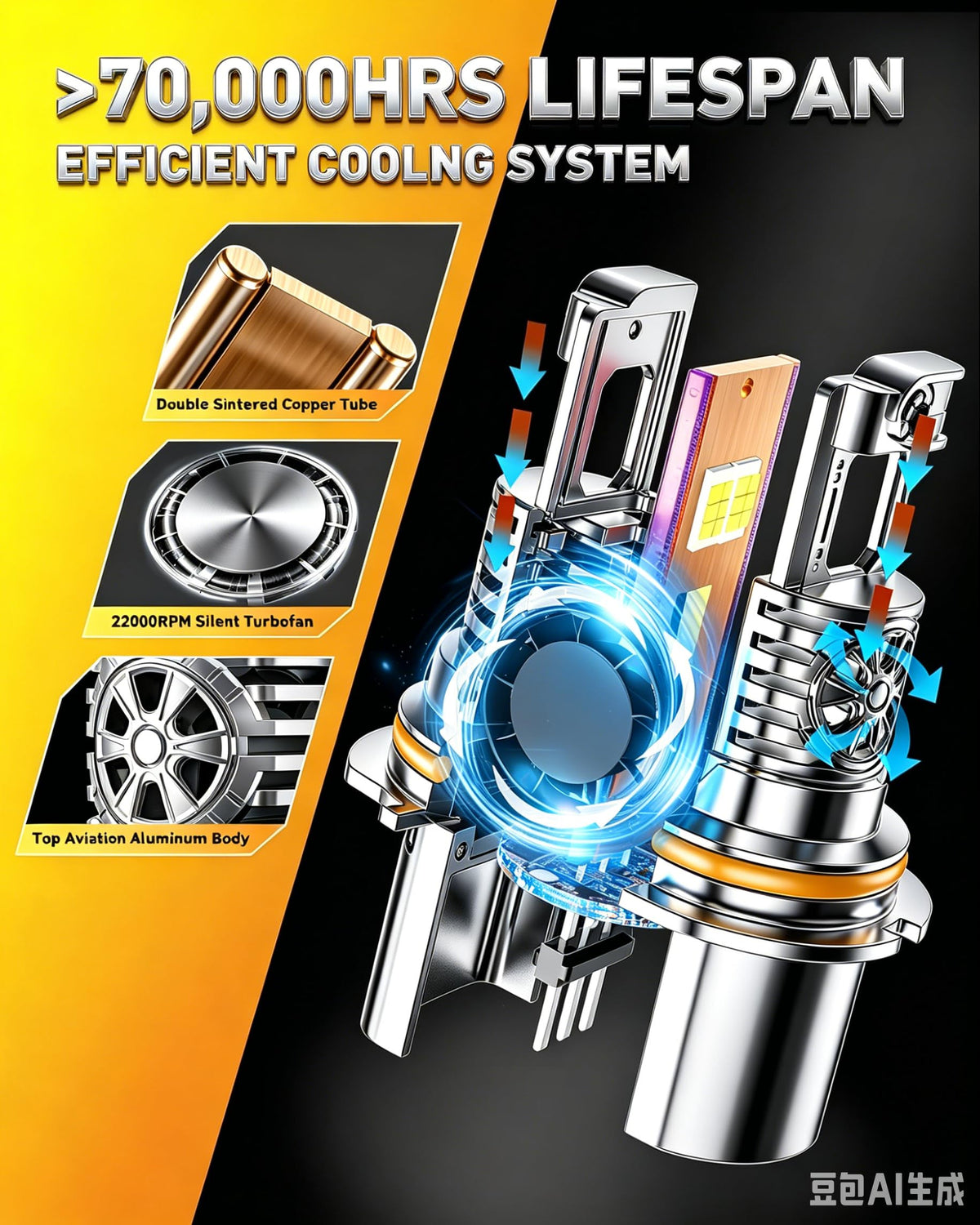 Termitor cooling fan image showing high-speed fan improving heat dissipation