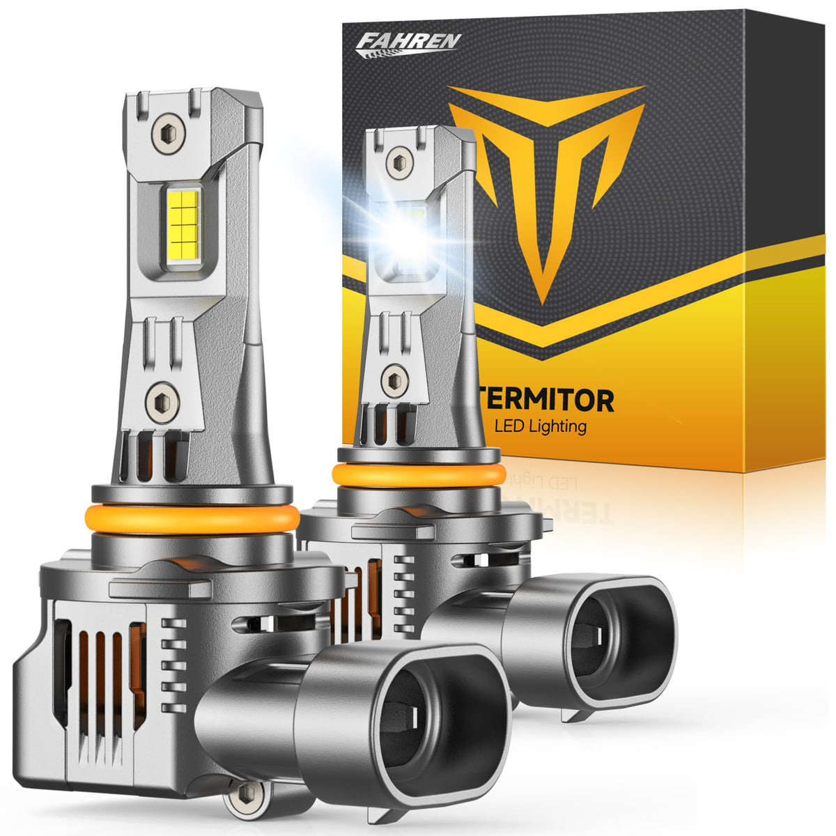Termitor 9005 front view pack of 2 showing ready-to-install bulbs and bright output benefit