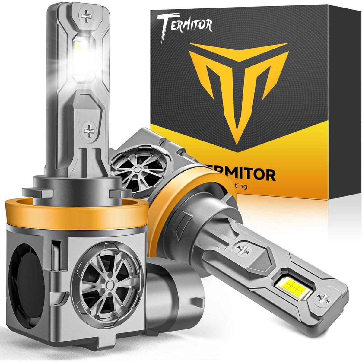 Termitor front packaging showing H11 H9 bulbs and benefits of quick install