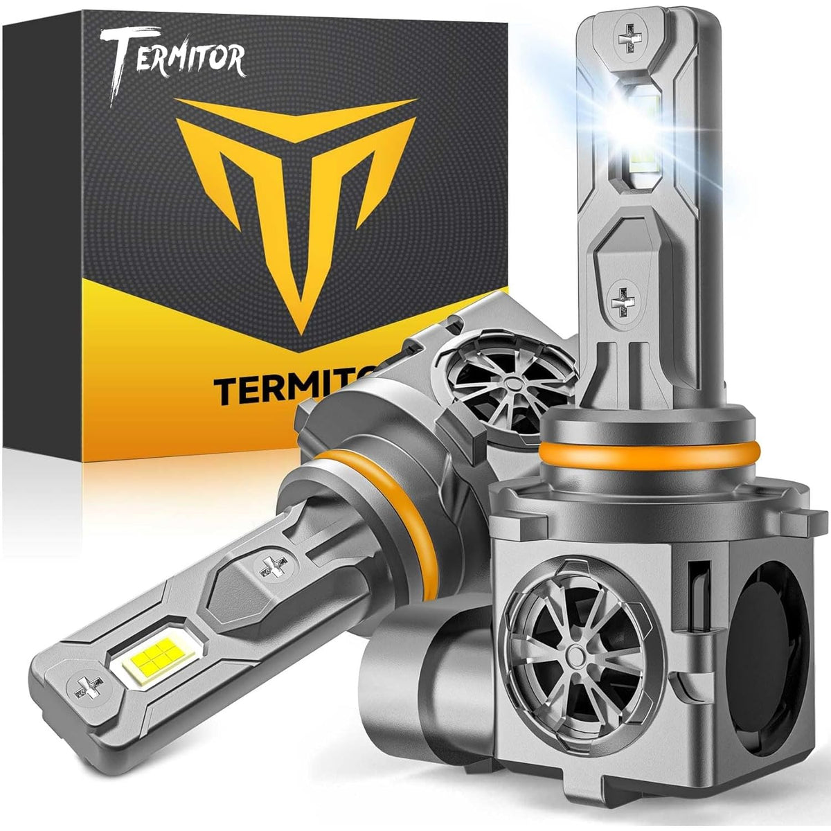 Termitor front view pack of 2 bulbs showing halogen-sized fit and immediate upgrade benefit