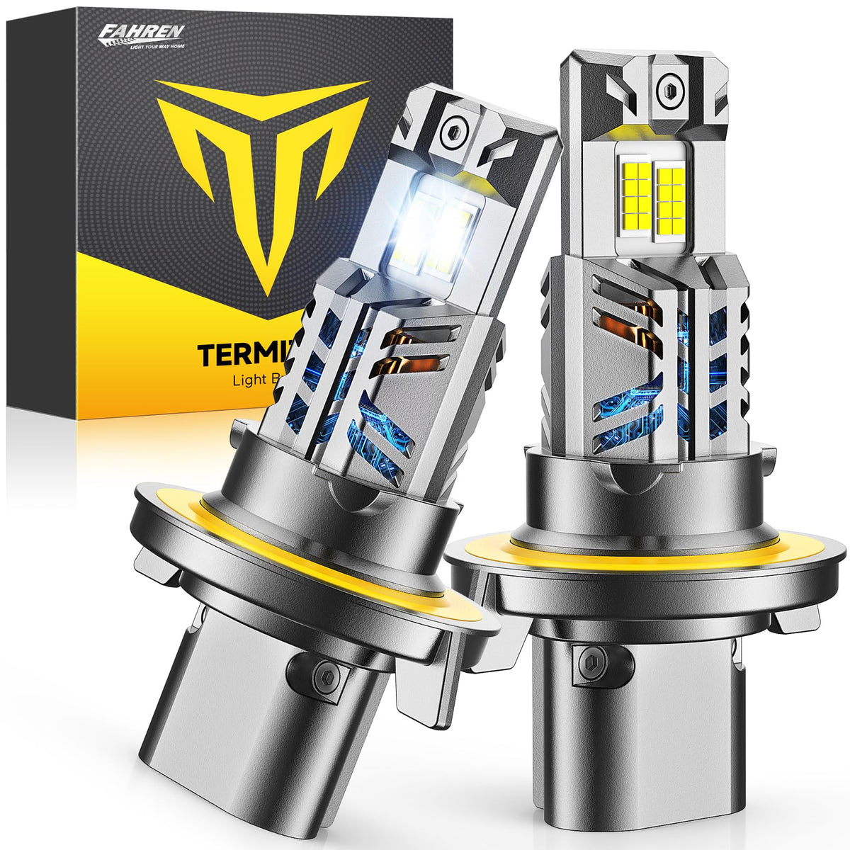Termitor front view showing two bulbs and packaging, clear benefit of ready-to-install kit