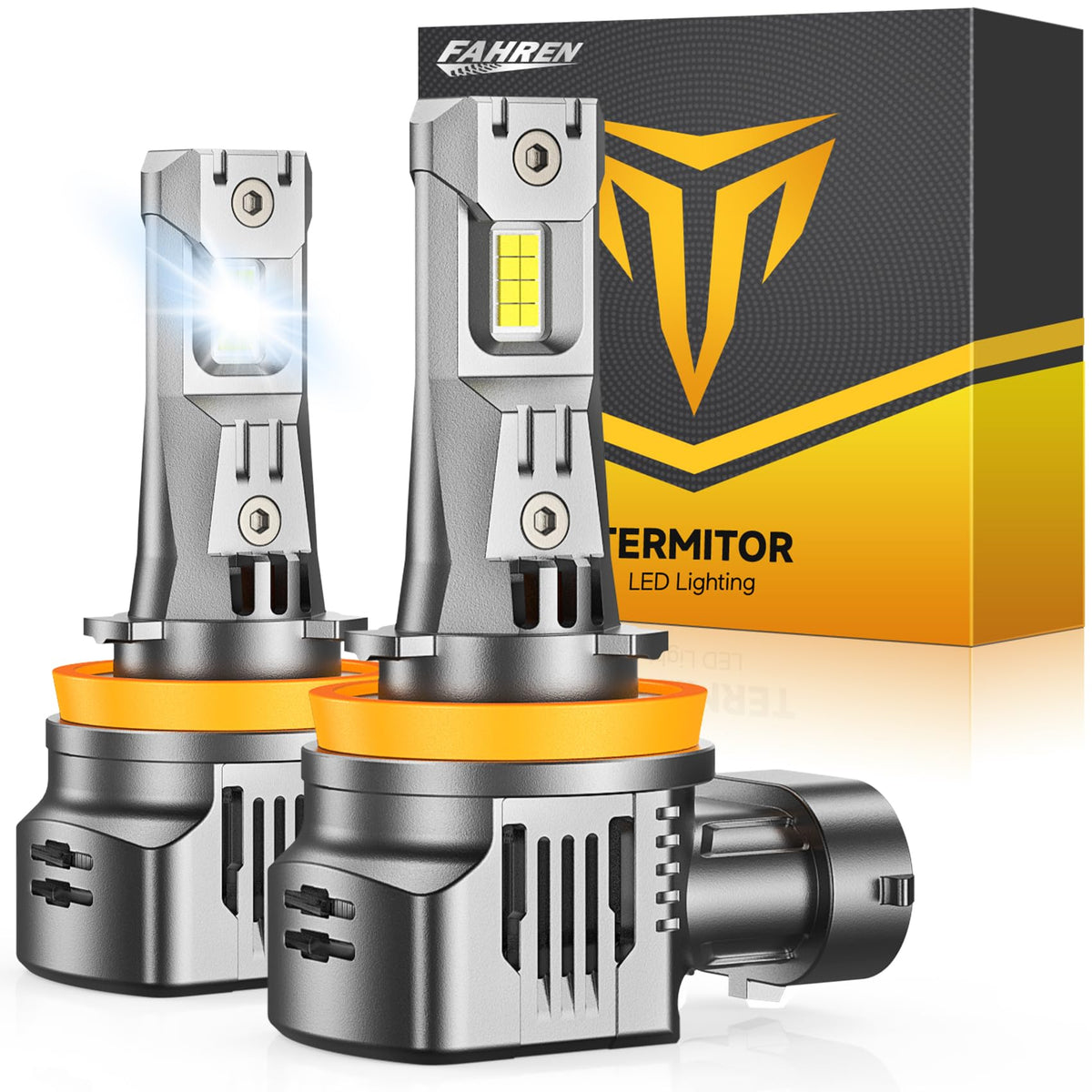 Termitor front view of two packaged H11 bulbs showing contents and benefit of easy replacement