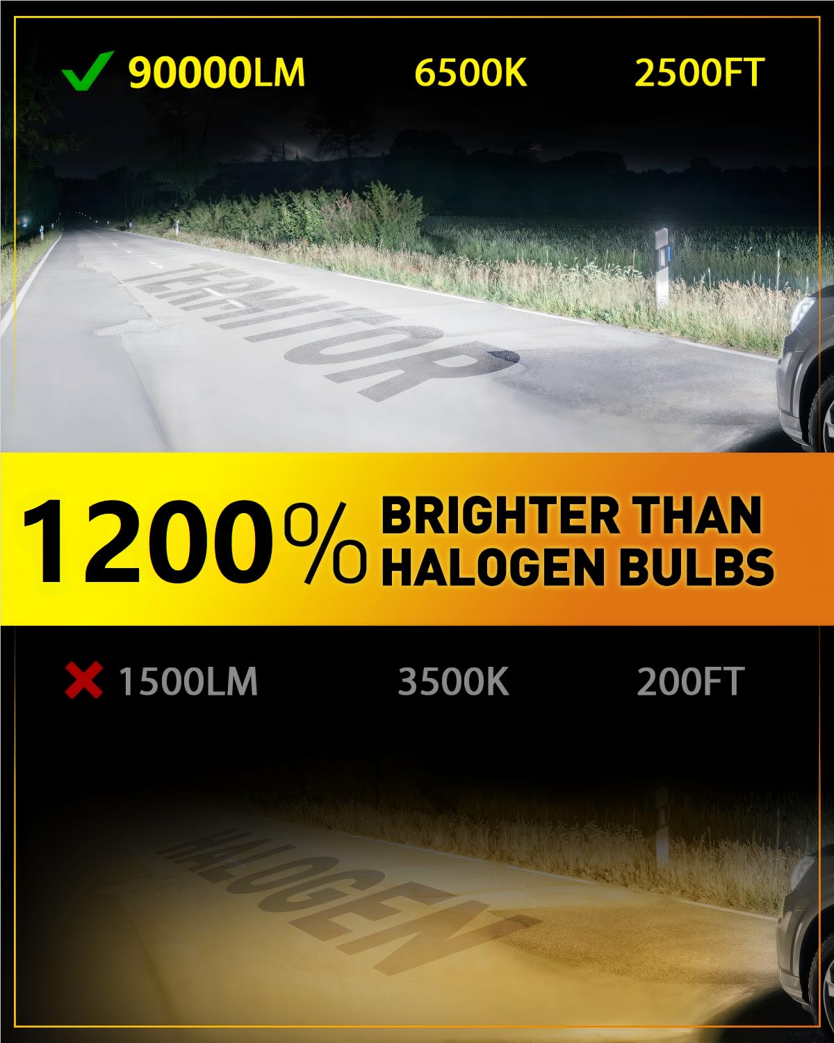 Termitor LED chip close-up highlighting bright 12-chip array performance