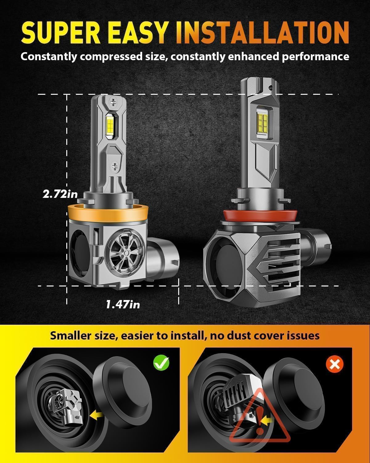 Termitor bulb installed in headlight housing, demonstrates easy plug-and-play benefit