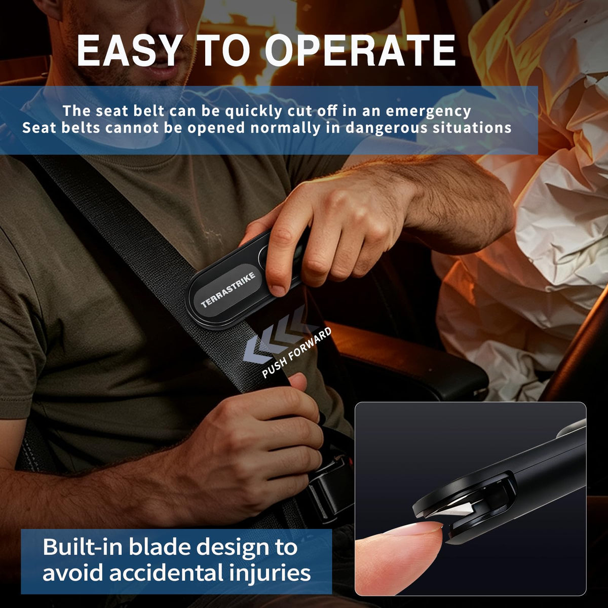 TERRASTRIKE held in hand to show ergonomic grip and one-handed emergency use