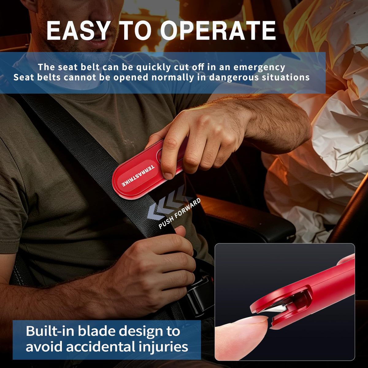 TERRASTRIKE CAR ESCAPE stored in glovebox for fast reach and organized safety