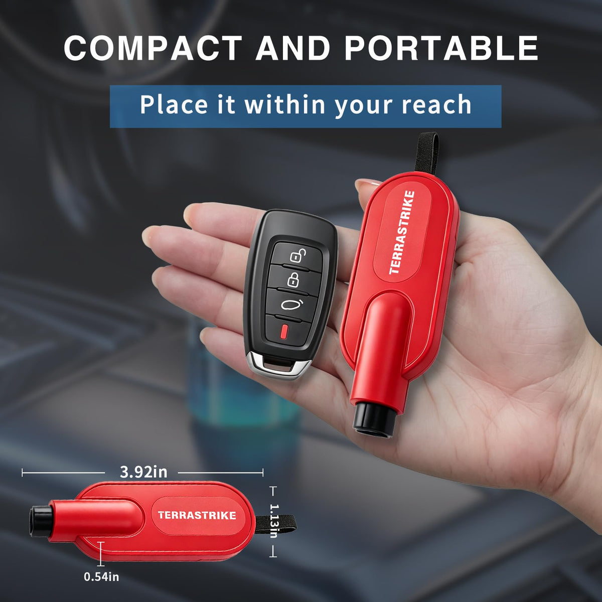 TERRASTRIKE CAR ESCAPE held one-handed showing quick access and easy operation
