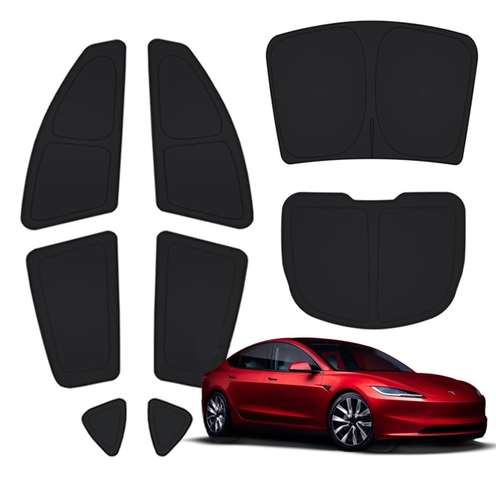 TESBEAUTY front windshield cover showing perfect Model 3 fit and instant privacy