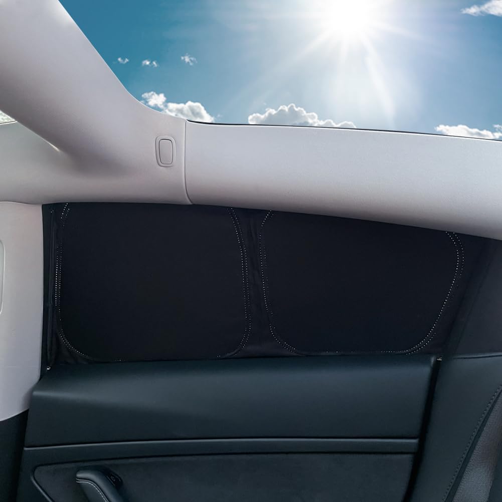 TESBEAUTY rear windshield cover installed providing full blackout and cabin protection