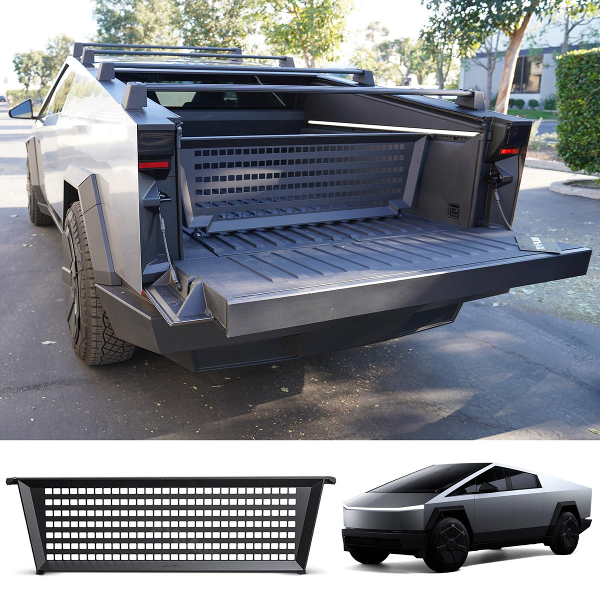TESCYBERMODS front view panel installed showing tidy cargo organization and secure fit