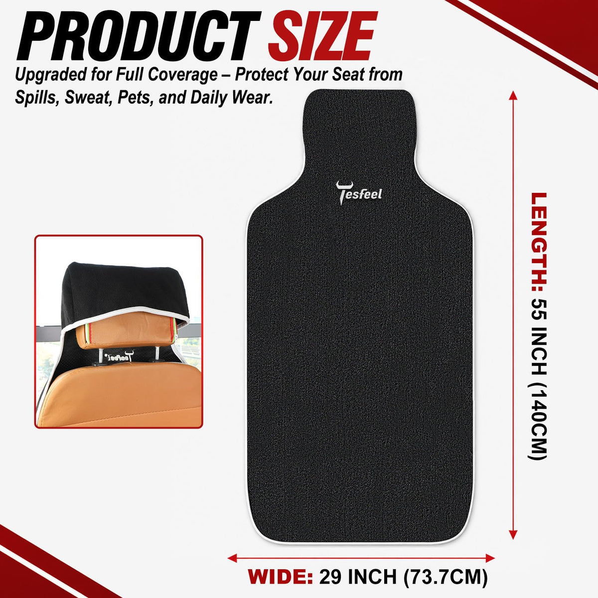 TESFEEL rubberized anti-slip backing detail for secure seat grip
