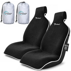 TESFEEL front view showing both black seat covers and clean protection